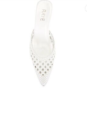 RAYE White Woven Pointed Slip-On Mule